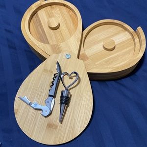 Folding Bamboo Margarita riming station wine stopper and opener